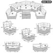 Afuera Living Outdoor Patio Convertible Sofa Bed Furniture Set