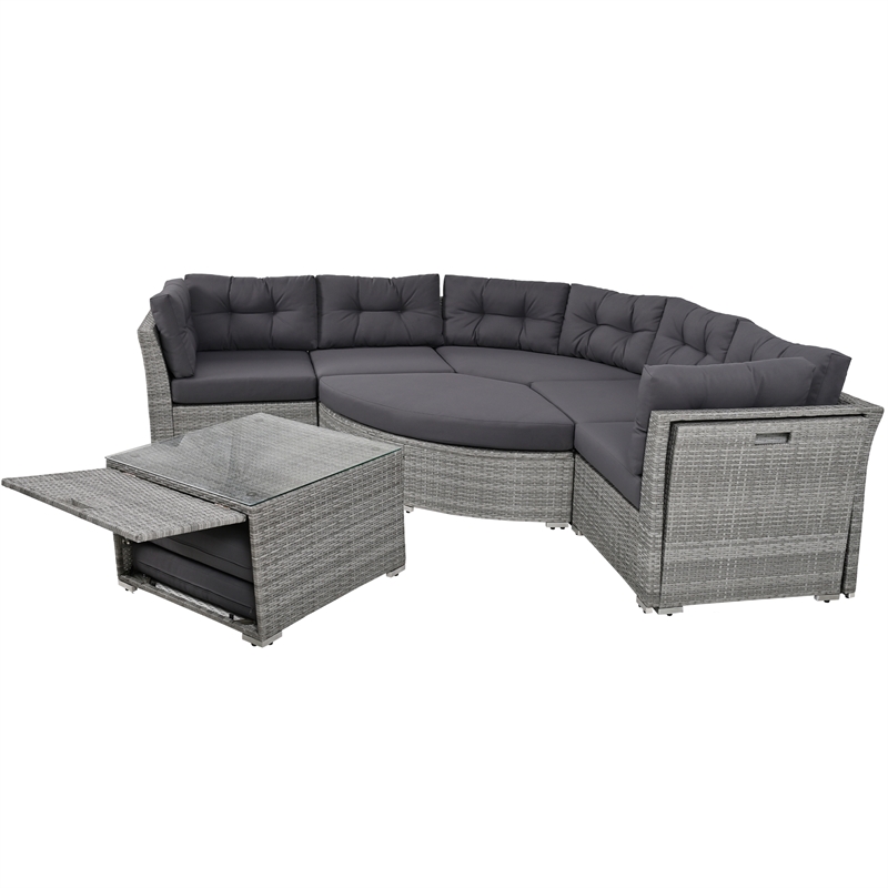 Afuera Living Outdoor Patio Convertible Sofa Bed Furniture Set