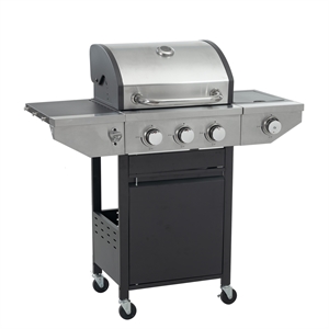 Afuera Living 3-Burner Stainless Steel Gas Grill with Side Burner 37000 BTU