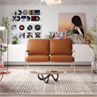 Afuera Living 2-Piece Brown Faux Leather Sofa Set with Stainless Steel Frame