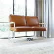 Afuera Living 2-Piece Brown Faux Leather Sofa Set with Stainless Steel Frame