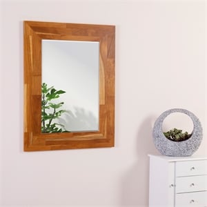 Afuera Living Teak Wood Beveled Wall Mirror for Bathroom and Bedroom
