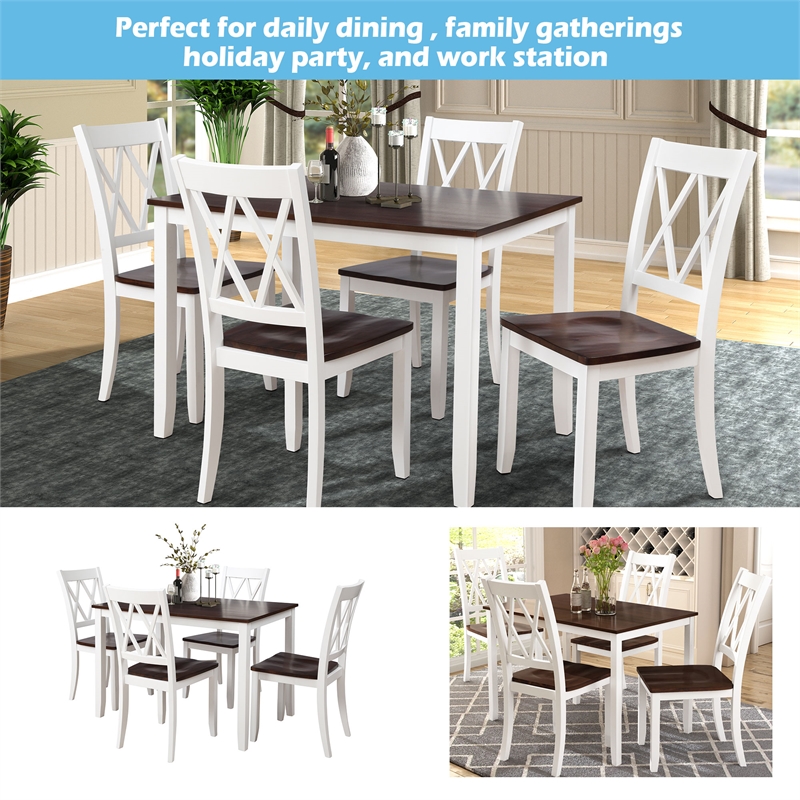 Afuera Living 5-Piece Wood Dining Table and Chair Set for Kitchen