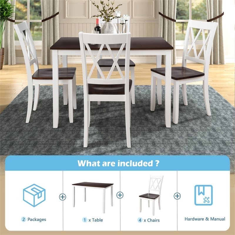 Afuera Living 5-Piece Wood Dining Table and Chair Set for Kitchen