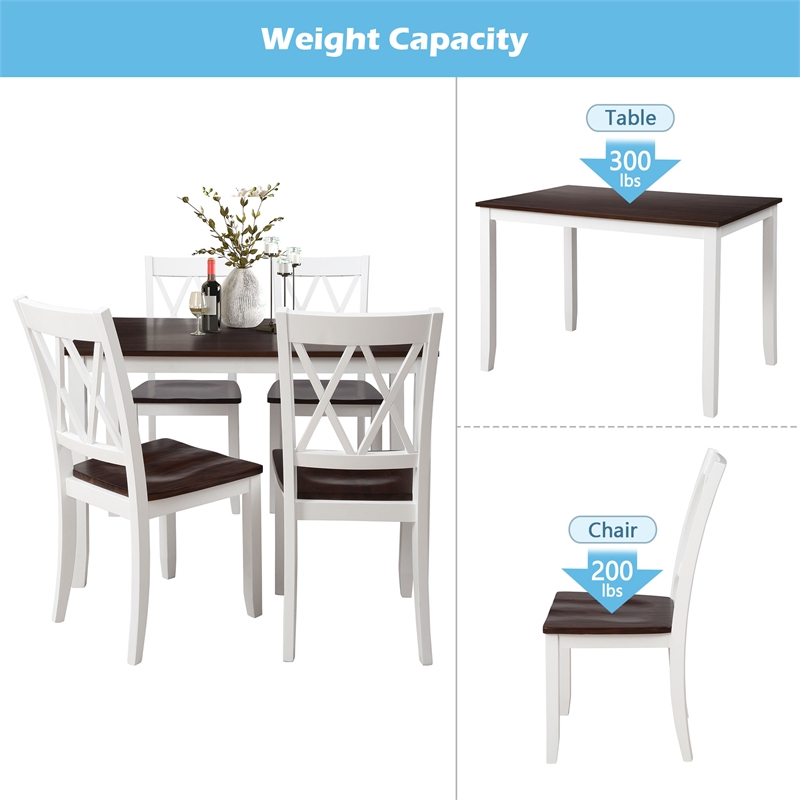 Afuera Living 5-Piece Wood Dining Table and Chair Set for Kitchen