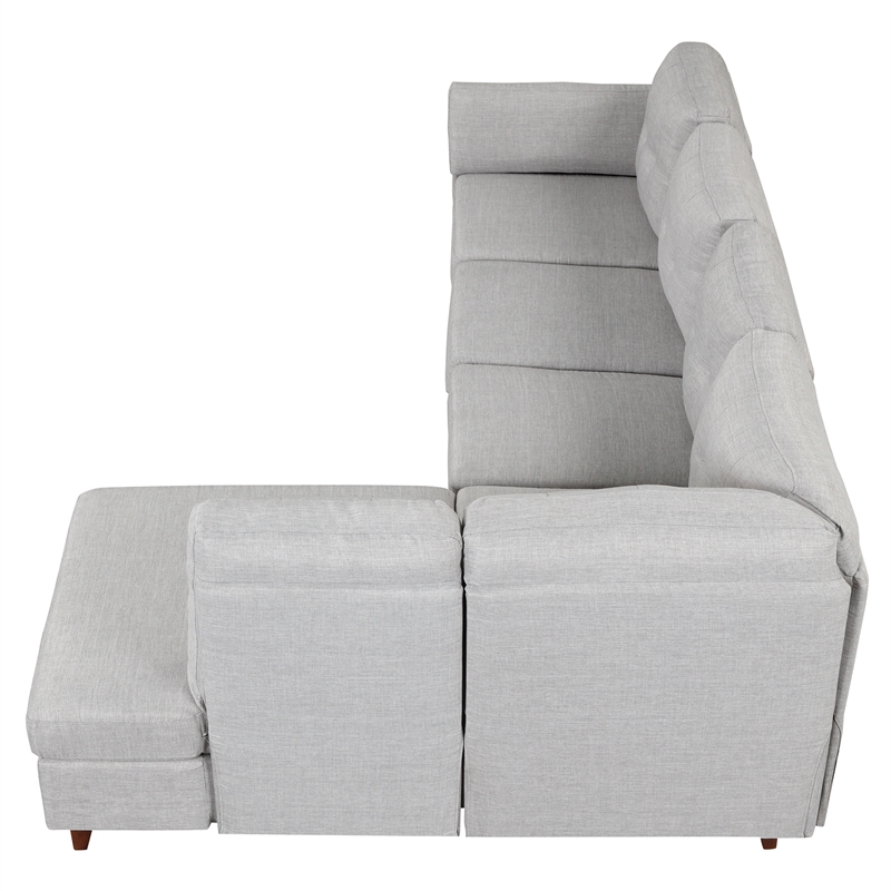 Afuera Living Contemporary 97-Inch Linen L-Shaped Sectional Sofa in Grey