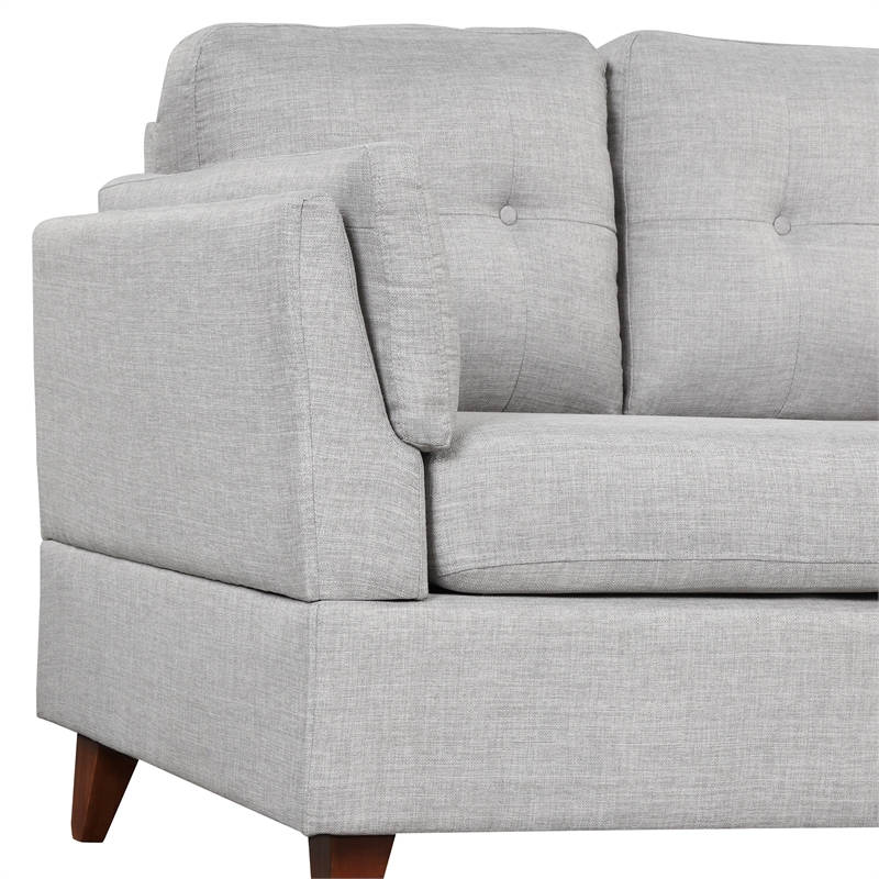 Afuera Living Contemporary 97-Inch Linen L-Shaped Sectional Sofa in Grey