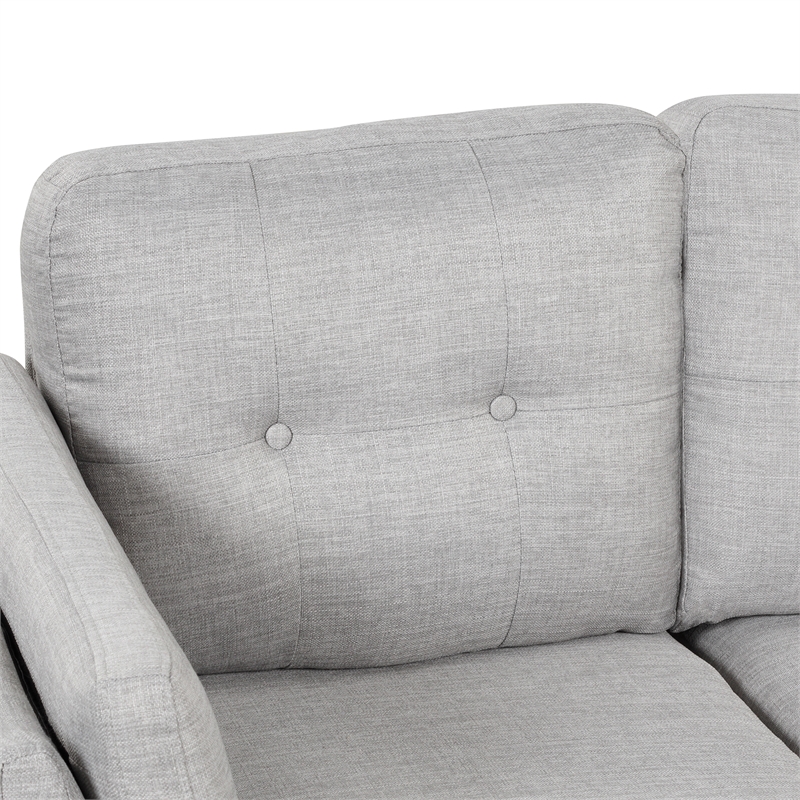 Afuera Living Contemporary 97-Inch Linen L-Shaped Sectional Sofa in Grey