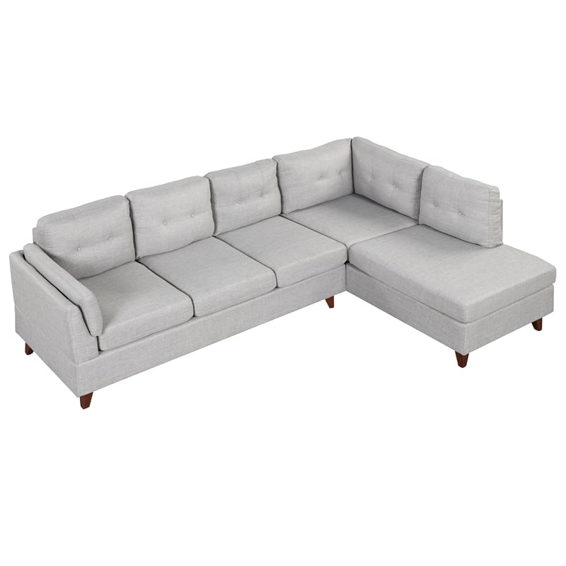 Afuera Living Contemporary 97-Inch Linen L-Shaped Sectional Sofa in Grey
