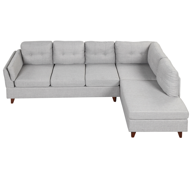 Afuera Living Contemporary 97-Inch Linen L-Shaped Sectional Sofa in Grey