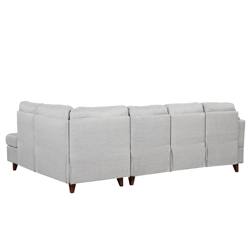 Afuera Living Contemporary 97-Inch Linen L-Shaped Sectional Sofa in Grey