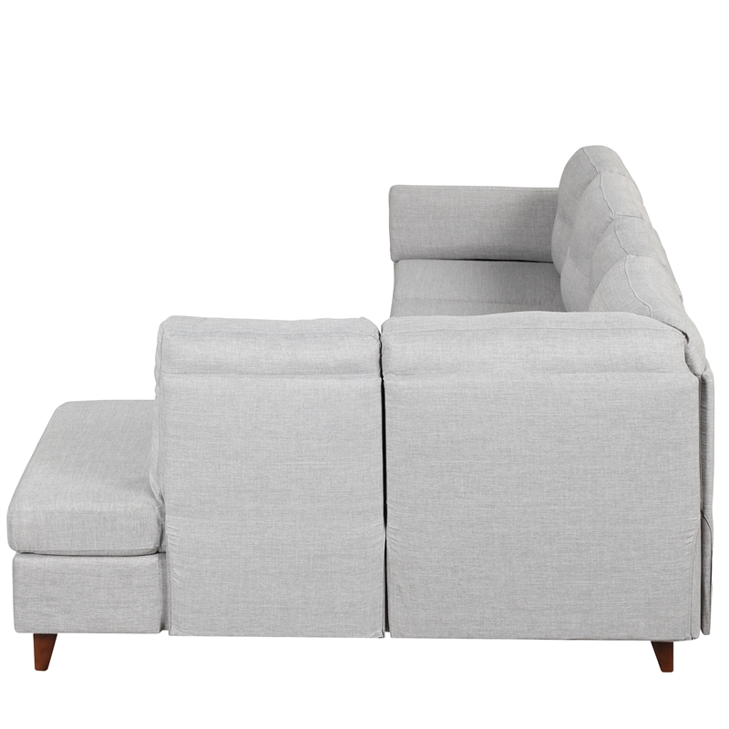 Afuera Living Contemporary 97-Inch Linen L-Shaped Sectional Sofa in Grey