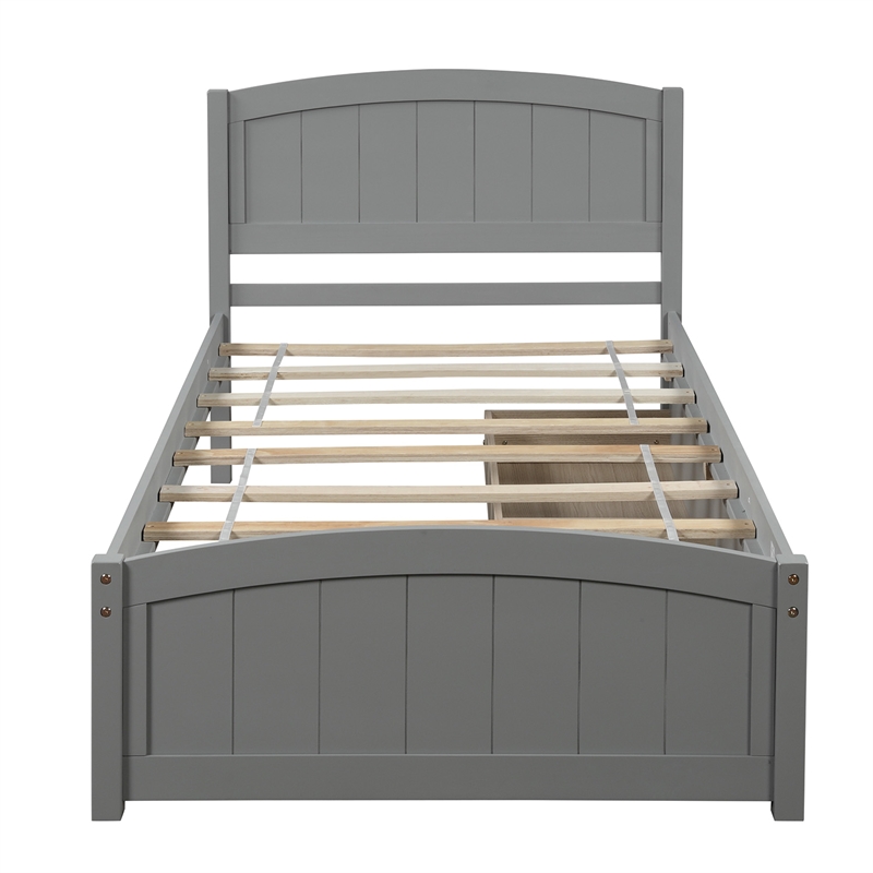 Afuera Living Twin Platform Bed with 2 Storage Drawers in Gray