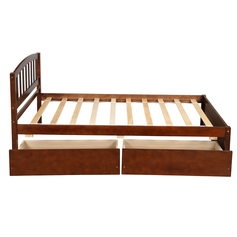 Afuera Living Twin Platform Storage Bed with 2 Drawers in Walnut