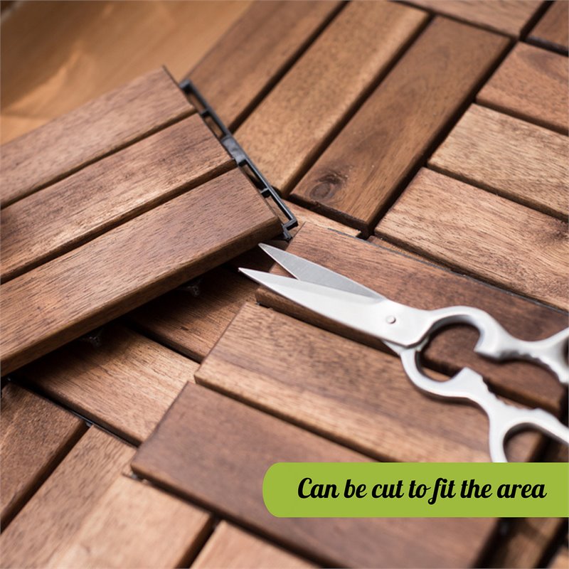 Afuera Living 12x12 Inch Interlocking Acacia Wood Deck Tile in Brown