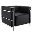 Afuera Living Black LeatherSoft Accent Chair with Stainless Steel Frame