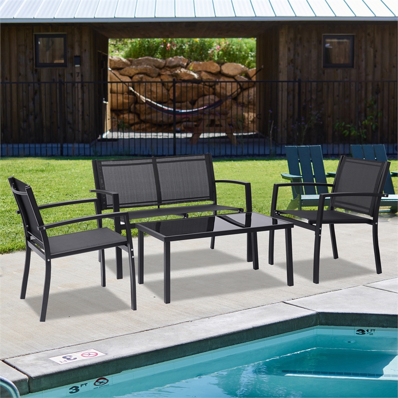 Afuera Living 4-Piece Outdoor Patio Conversation Furniture Set