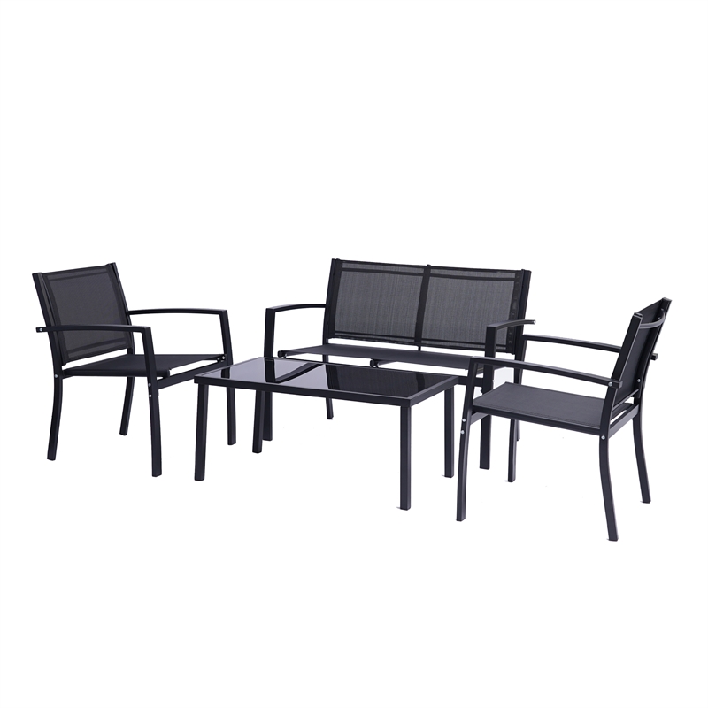 Afuera Living 4-Piece Outdoor Patio Conversation Furniture Set