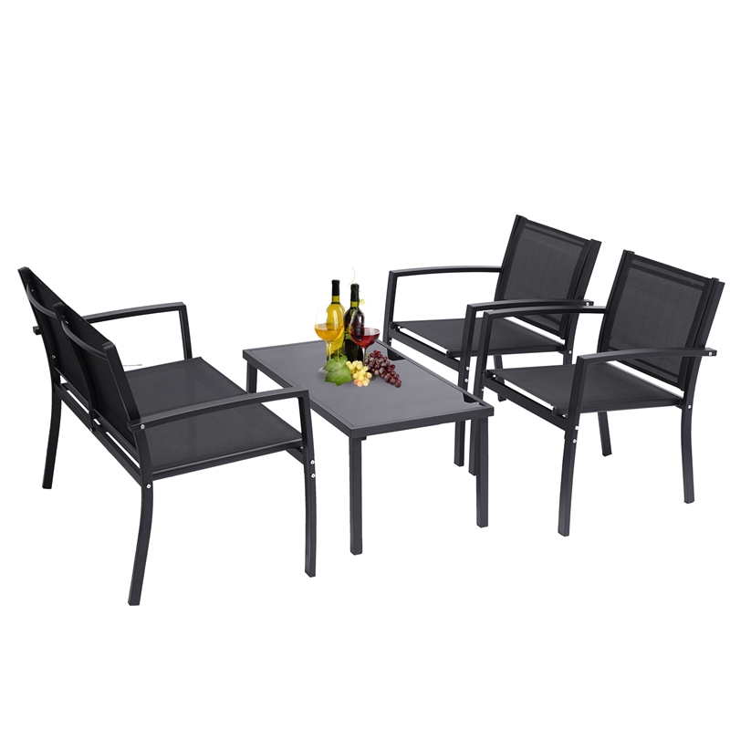 Afuera Living 4-Piece Outdoor Patio Conversation Furniture Set