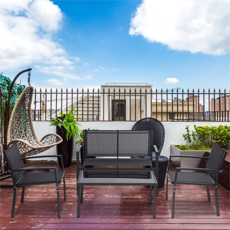 Afuera Living 4-Piece Outdoor Patio Conversation Furniture Set
