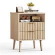 Afuera Living Medium Wood 2-Drawer Fluted Nightstand with Rose Gold Handles