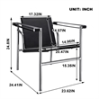 Afuera Living Black Double-Layer Saddle Leather Chair with Steel Frame