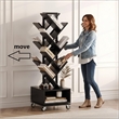 Afuera Living 360-Degree Rotating Double-V Bookcase with Lockable Wheels