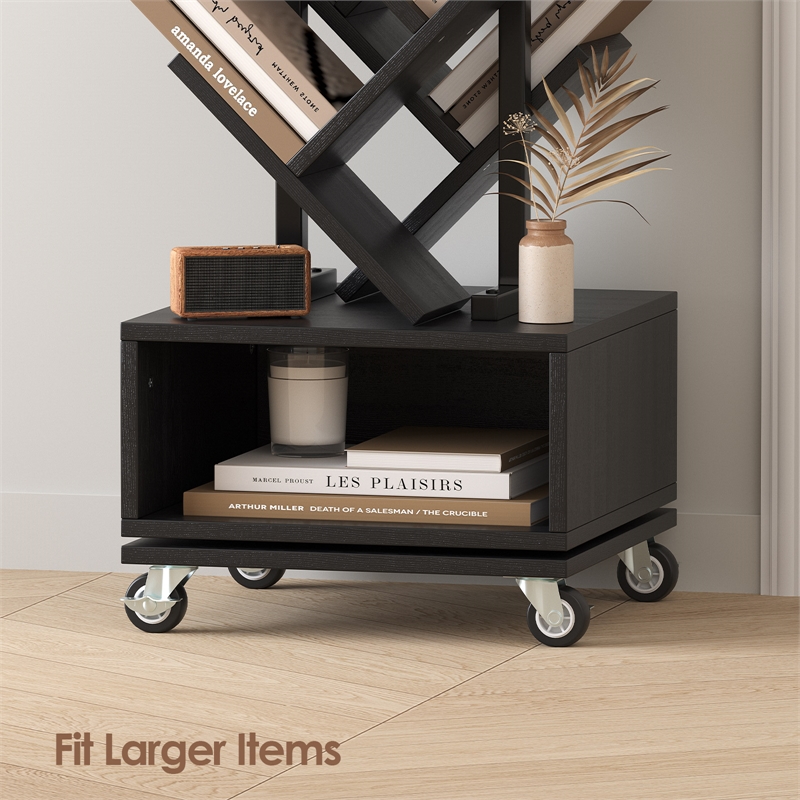 Afuera Living 360-Degree Rotating Double-V Bookcase with Lockable Wheels