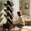 Afuera Living 360-Degree Rotating Double-V Bookcase with Lockable Wheels