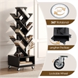 Afuera Living 360-Degree Rotating Double-V Bookcase with Lockable Wheels