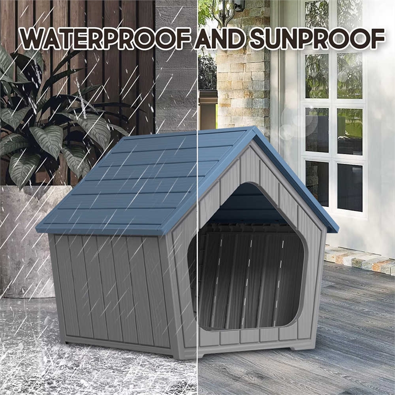Afuera Living Gray Resin Enclosed Cat House with Arched Entry