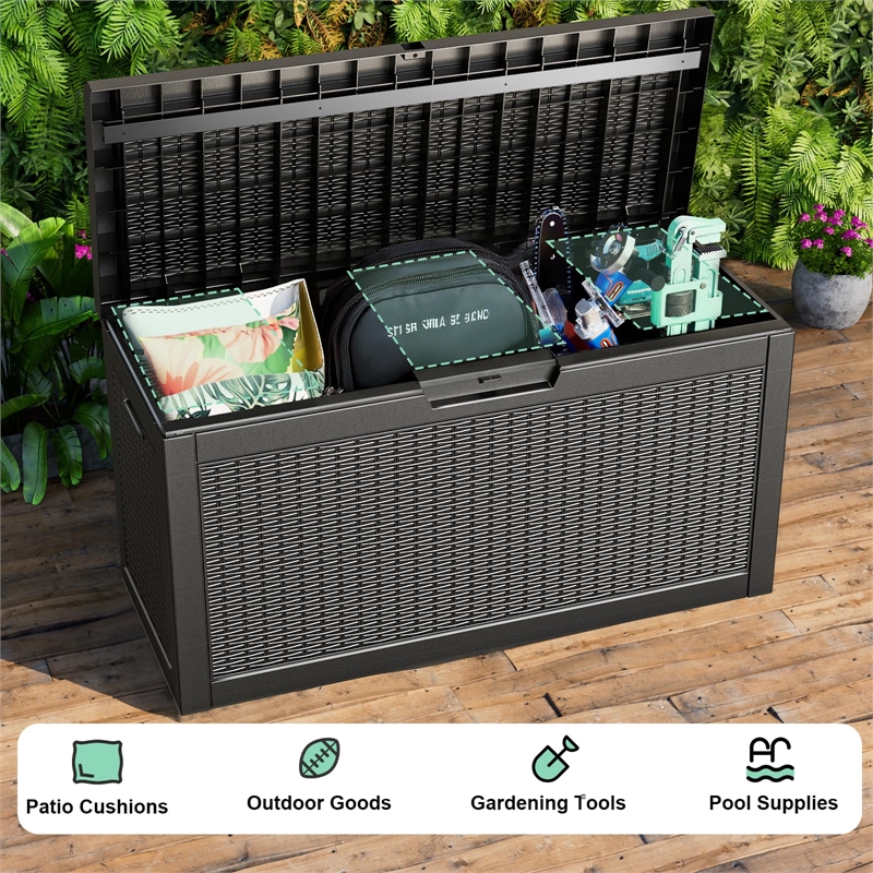 Afuera Living 60-Gallon Weatherproof Outdoor Storage Box in Black Resin