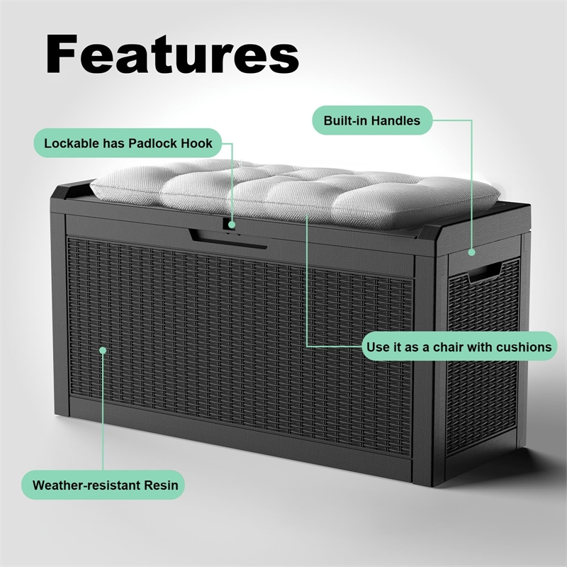 Afuera Living 60-Gallon Weatherproof Outdoor Storage Box in Black Resin