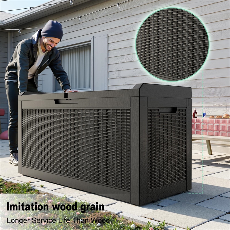 Afuera Living 60-Gallon Weatherproof Outdoor Storage Box in Black Resin