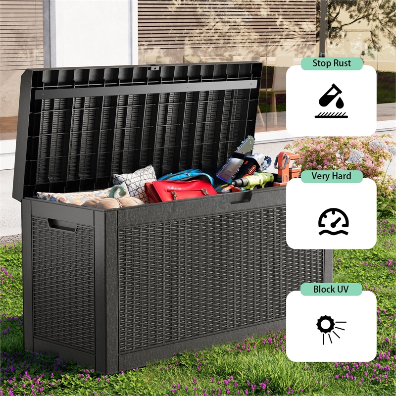 Afuera Living 60-Gallon Weatherproof Outdoor Storage Box in Black Resin