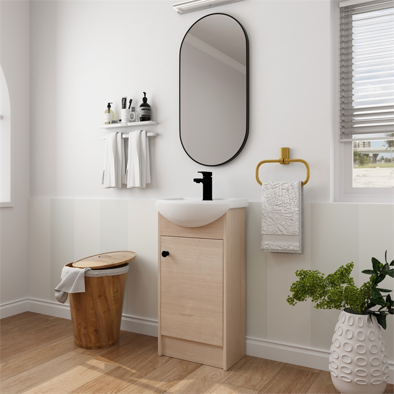Afuera Living 18-Inch Freestanding Bathroom Vanity with Ceramic Sink
