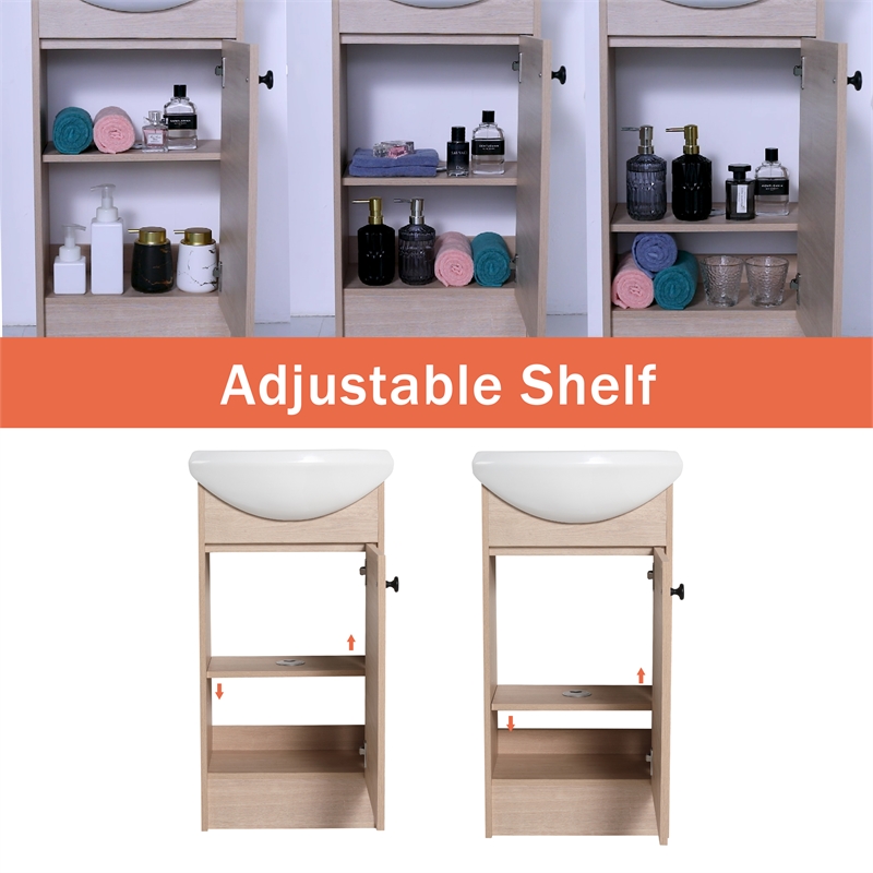 Afuera Living 18-Inch Freestanding Bathroom Vanity with Ceramic Sink