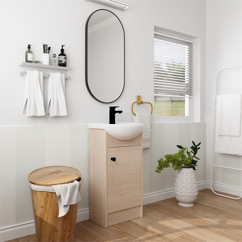Afuera Living 18-Inch Freestanding Bathroom Vanity with Ceramic Sink