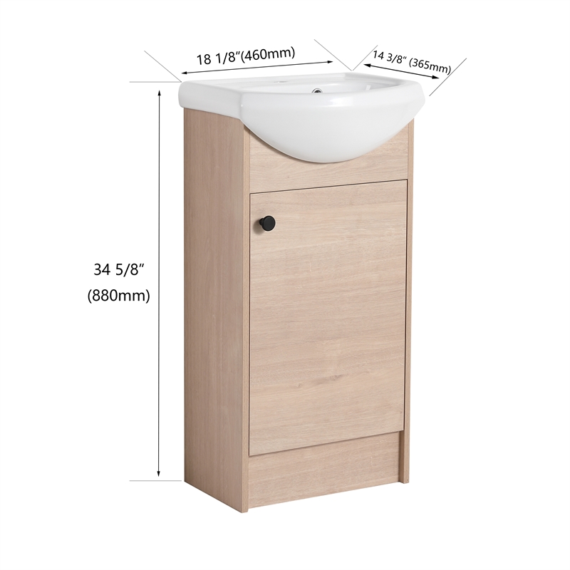 Afuera Living 18-Inch Freestanding Bathroom Vanity with Ceramic Sink