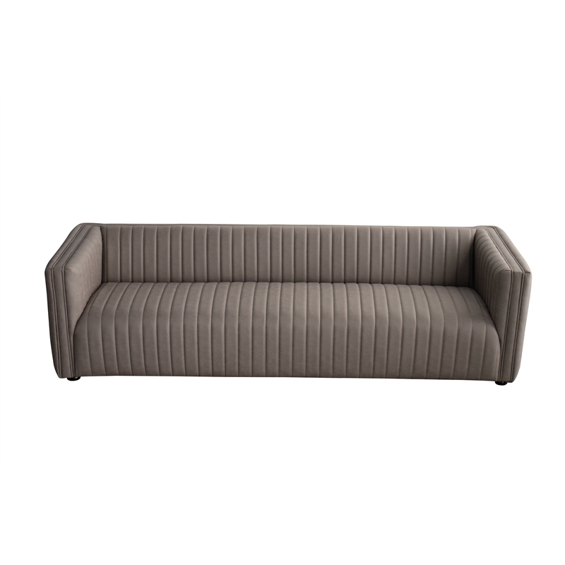 Afuera Living Gray Fabric Channel-Tufted Sofa with Wood Frame
