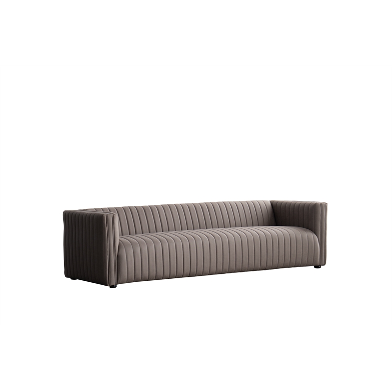 Afuera Living Gray Fabric Channel-Tufted Sofa with Wood Frame