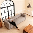 Afuera Living Gray Fabric Channel-Tufted Sofa with Wood Frame