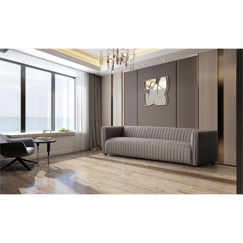 Afuera Living Gray Fabric Channel-Tufted Sofa with Wood Frame