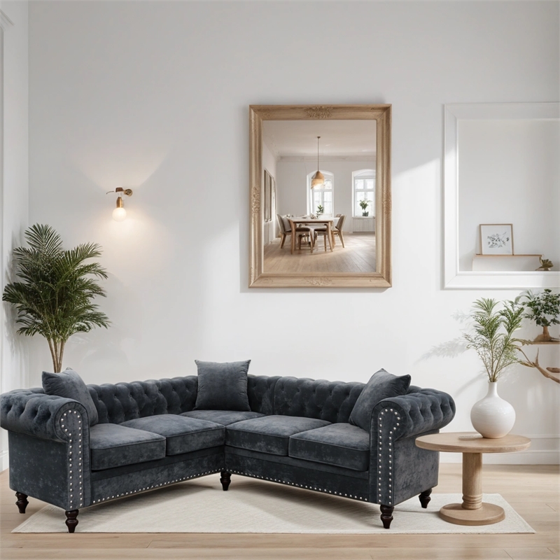 Afuera Living Contemporary 62.5-Inch Dark Gray Flannel 2-Piece Sofa Set