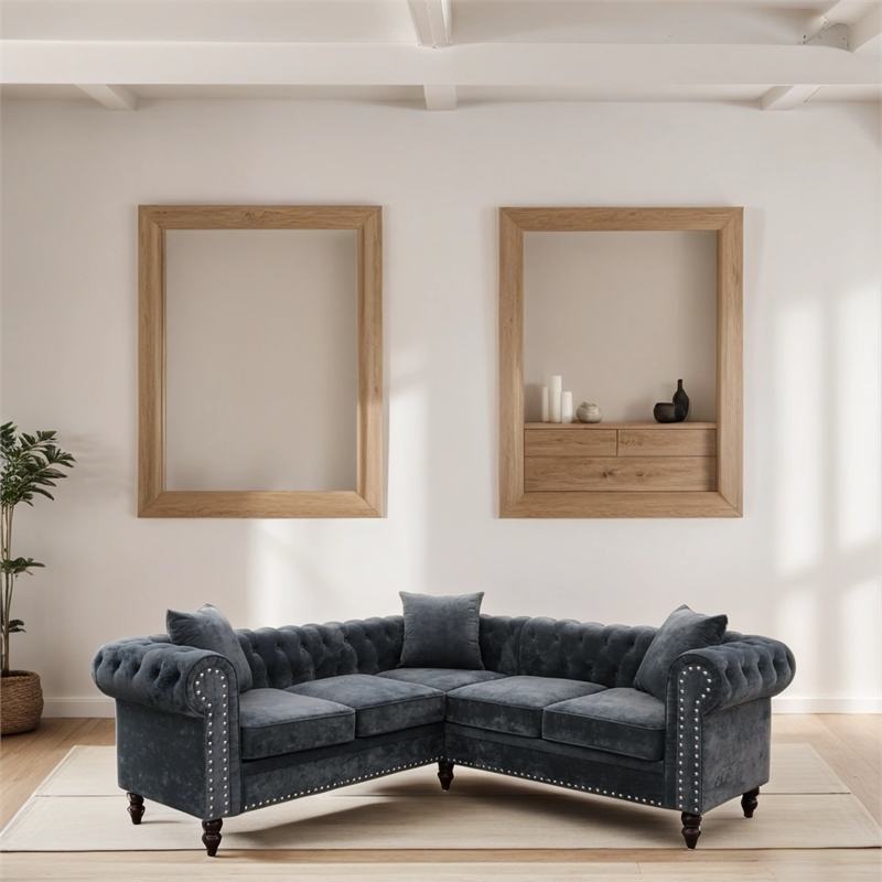 Afuera Living Contemporary 62.5-Inch Dark Gray Flannel 2-Piece Sofa Set