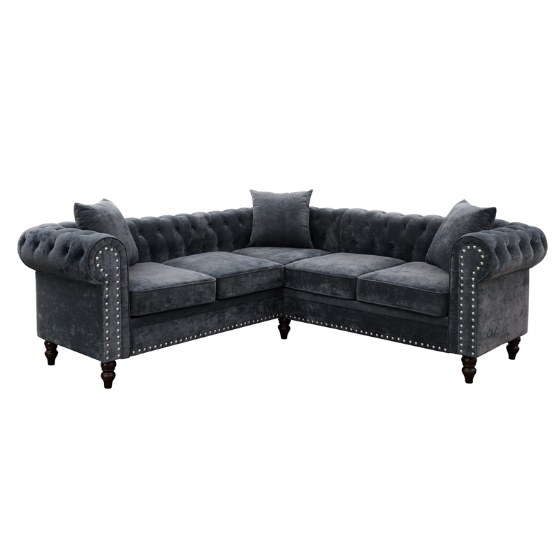 Afuera Living Contemporary 62.5-Inch Dark Gray Flannel 2-Piece Sofa Set