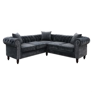 Afuera Living Contemporary 62.5-Inch Dark Gray Flannel 2-Piece Sofa Set