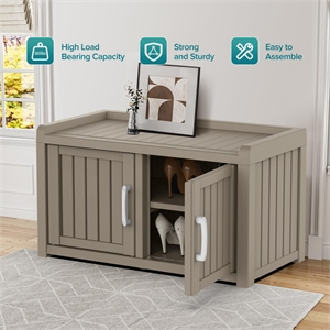 Afuera Living Contemporary Gray Resin 2-Door Shoe Cabinet with Bench Top