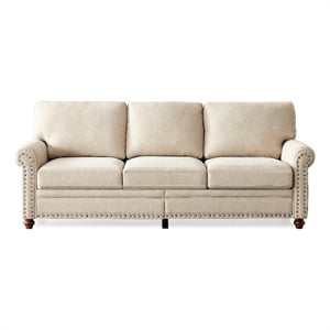 Afuera Living Beige Linen Upholstered Sofa with Built-In Storage