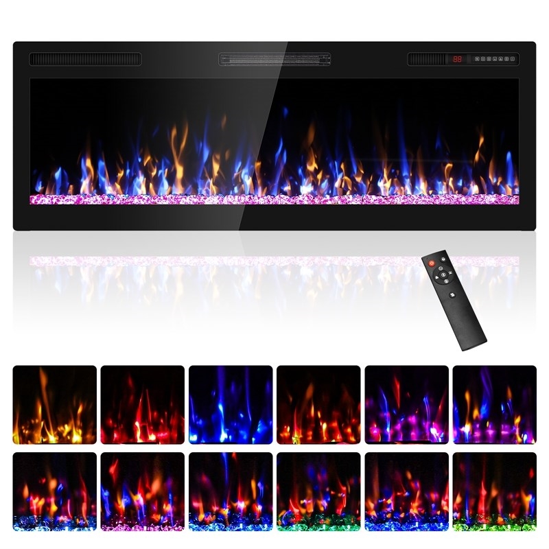 Afuera Living 50-Inch Ultra-Thin Recessed Electric Fireplace with 3D Flames